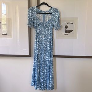 Reformation Blue Floral MIDI Dress